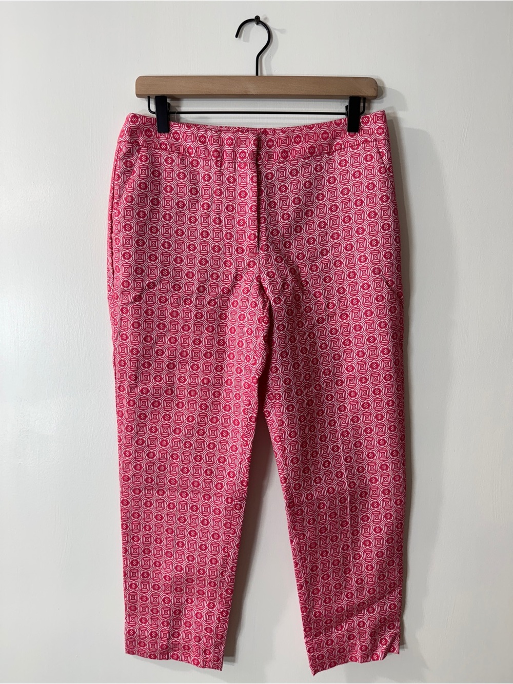 WP37 {Talbots} "Heritage" Petite Pink White Silver Straight Leg Dress Pants